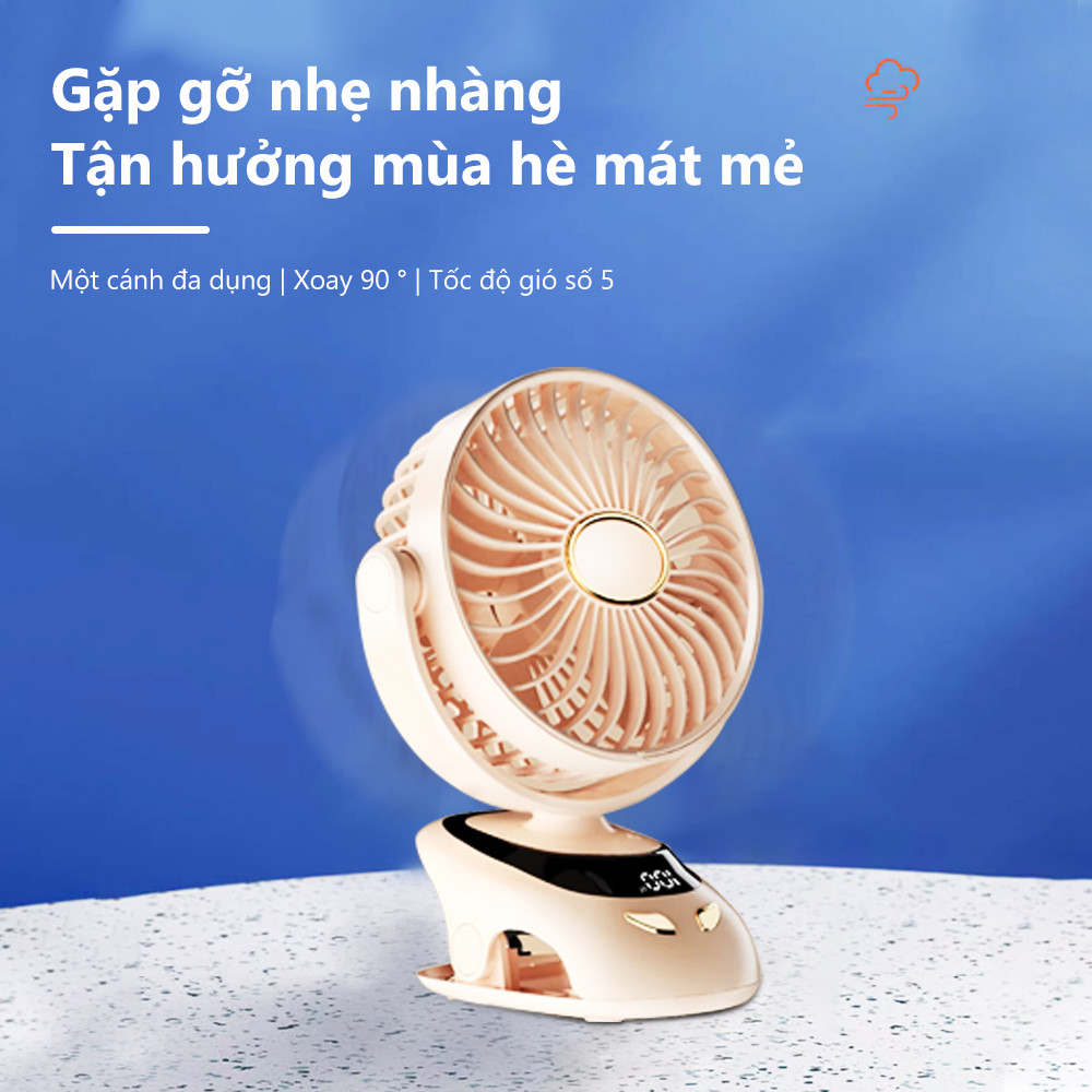 Quạt USB Goojodoq 3000MAh Bàn Xoay Mini Kẹp Di Động Màn Hình LED Di Động 5tốc độ | BigBuy360 - bigbuy360.vn