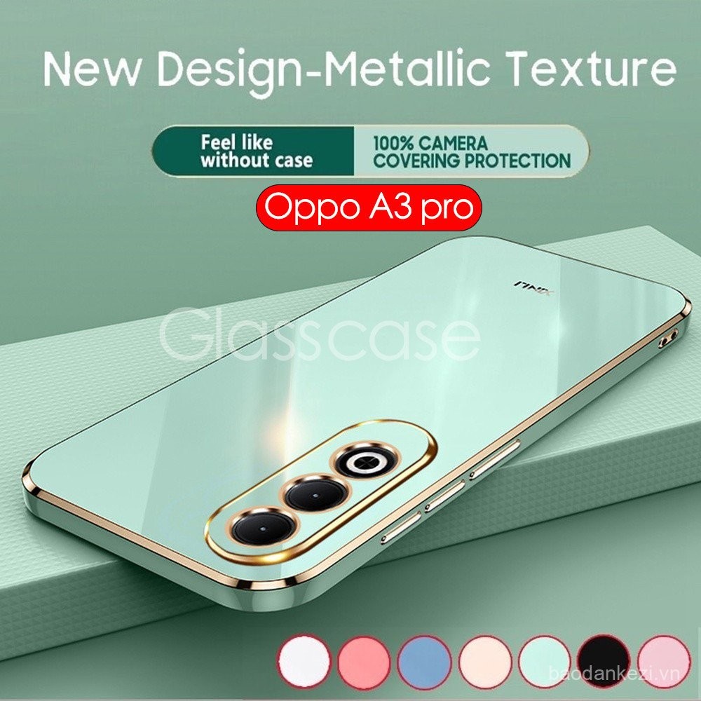 Ốp Oppo A3 Pro cho OPPO A3 x Pro a3x a3pro oppoa3x oppoa3pro Ốp điện thoại mềm bóng mạ vuông 5g Ốp l