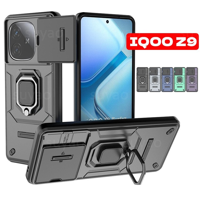 Ốp điện thoại 2024 cho Vivo iqoo Z9 z9x x Turbo 5g Ốp điện thoại có nhẫn bọc giáp giá đỡ đứng xe hơi Ốp lưng mềm cạnh cứng iqooz9 iqooz9x PC Vỏ bảo vệ ống kính máy ảnh chống sốc