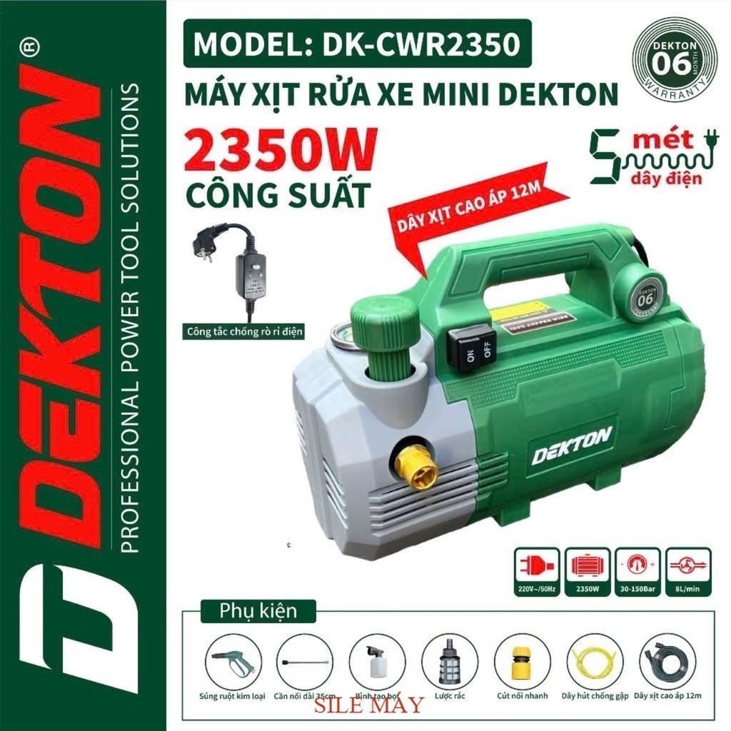 Máy Xịt Rửa Mini Dekton 2350W / DK-CWR2350 / Có Chỉnh Áp , Tích Hợp Chống Rò Điện SILE