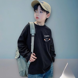 Áo Thun TAY DÀI Vải Thun Cotton Lạnh 4 Chiều BABEKIDS Hình In L0G00 MẶT CƯỜI Cho Bé Trai Từ 13 Đến 50kg