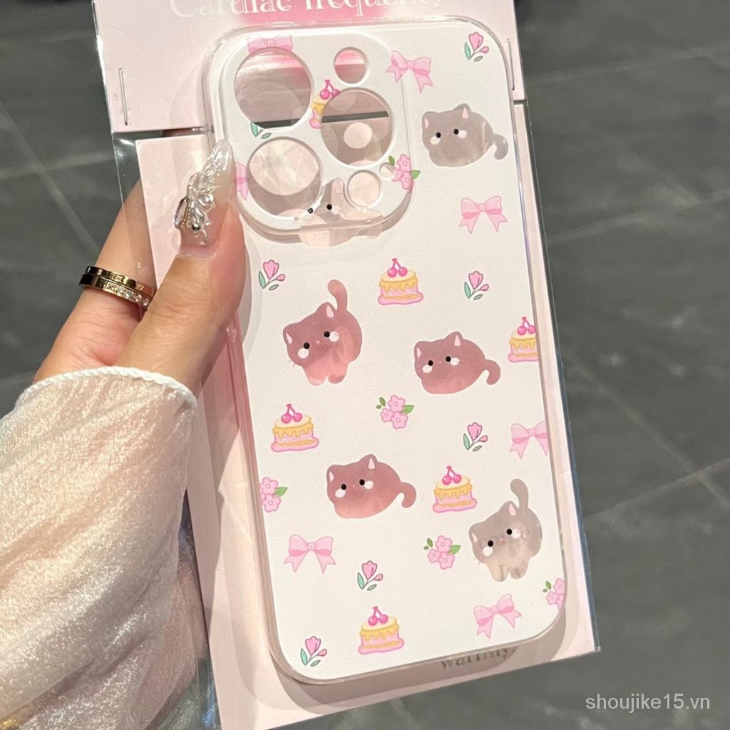 [IPhone16promax] Ốp điện thoại dùng cho IPHONE15pro mèo sữa dễ thương vỏ mềm 14/13/12 XR/XS/8 P/11 t