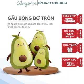 Gấu bông bơ tròn, gấu ôm trái bơ siêu mềm, thú nhồi bông cao cấp kt 50cm