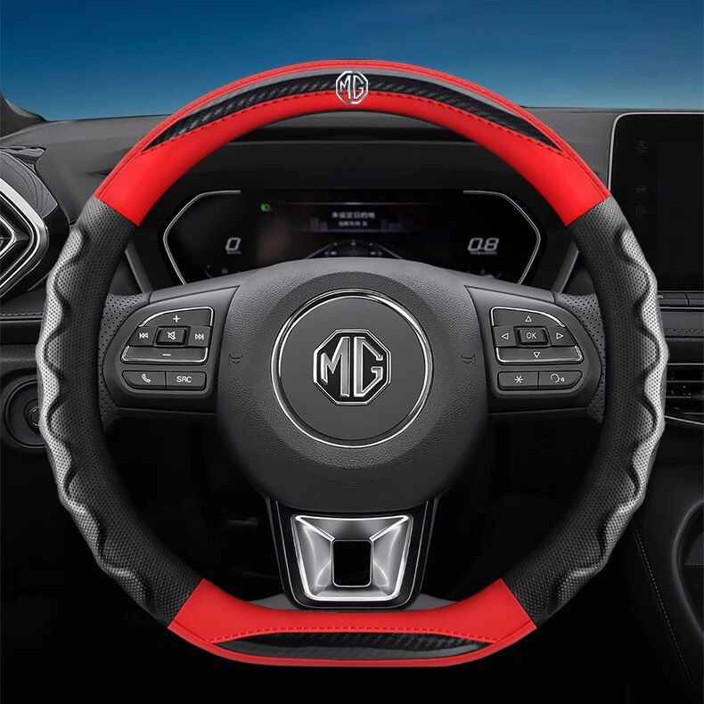 8D Sợi Carbon Vô Lăng Bao Da Tay Cầm Bao Phụ Kiện Xe Hơi Cho MG ZS EV EP PLUS HS ZS MG5 MỞ RỘNG MG6 