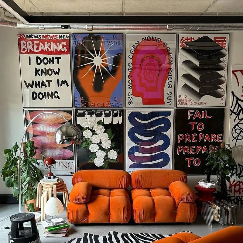 Bauhaus treo tranh phong cách ins thích hợp nghệ sĩ nước ngoài cá tính phòng khách kết hợp ghế sofa nền trang trí tường bức tranh tường