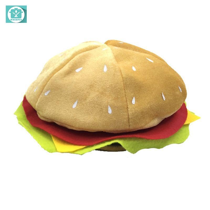 Adult Kids Funny Fast  Fancy Hat Hamburger Shaped Carnival Halloween Costume