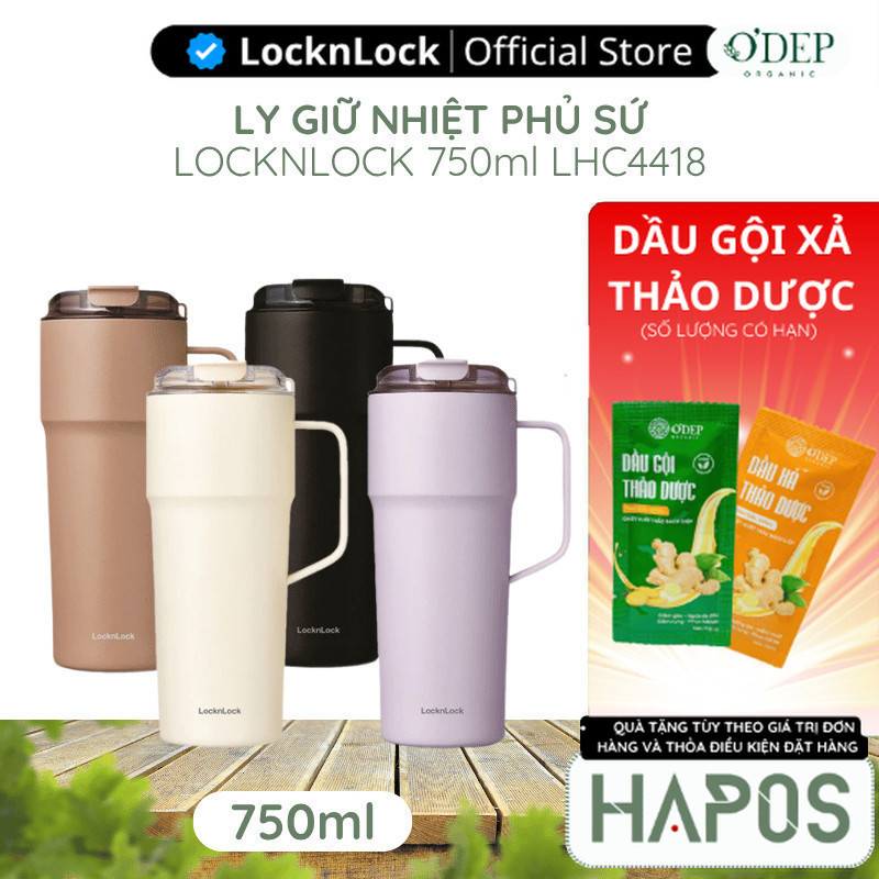 Ly giữ nhiệt LocknLock Metro Cafe Tumbler LHC4418 750ml, Hàng chính hãng, Thép phủ sứ - HAPOS LBE
