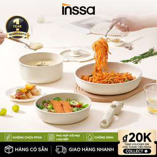  Inssa Bộ Nồi Chảo Chống Dính 3 Món Tay Cầm Tháo Rời 18cm 20cm 26cm GUOJ038FZ - Bảo Hành 1 Năm 