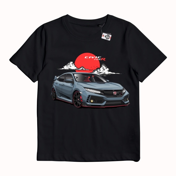 Họa tiết ô tô Honda Civic Type-R (Honda Civic Type-R), Áo thun ngắn tay Cotton nguyên chất cổ tròn, 
