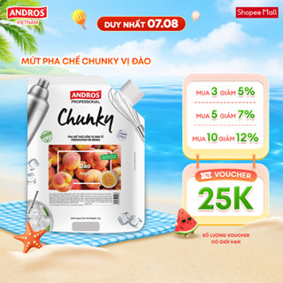 Mứt Pha Chế Đào - Có miếng trái cây thật - Nguyên liệu pha chế -  ANDROS CHUNKY - 1kg