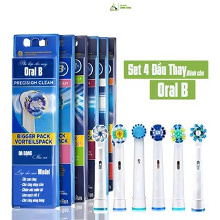 Cho máy Oral B Braun Full Model, Set bộ 4 cái đầu bàn chải đánh răng điện, Cứng Mềm Vừa Minh House