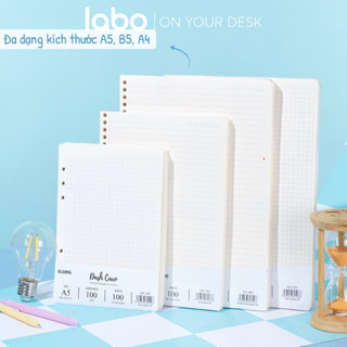 Ruột Sổ Còng Klong Giấy Refill A5 B5 Ruột Đục Lỗ Kẻ Ngang, Dash Caro, Dotgrid 120-200 Trang 100gsm