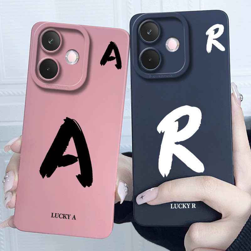 Dành Cho OPPO A5 Pro 5G 4G Bao Da Lucky Ban Đầu Chữ Cặp Đôi Silicon Mềm Mờ Ốp Lưng Điện Thoại Cho Op