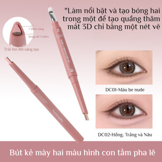  【HÀNG HÀN Bút Highlight Bọng Mắt 2 Đầu Tự Nhiên Như Thật-Chỉnh Bóng+Sáng Mắt-Chống Thấm Nước Mồ Hôi 100%-TẶNG KÈM CHỔI 