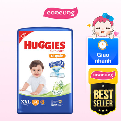Tã quần Huggies Skincare gói cực đại (XXL, trên 15kg, 54 miếng) ( Giao mẫu ngẫu nhiên) - concung