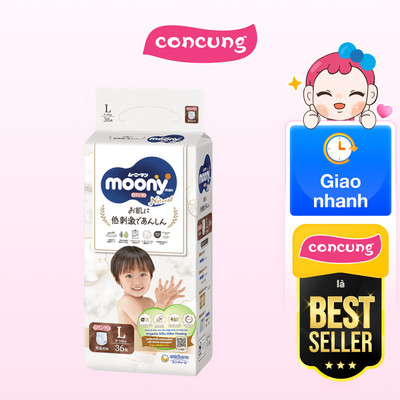 Tã quần Moony Natural size L 36 miếng - concung