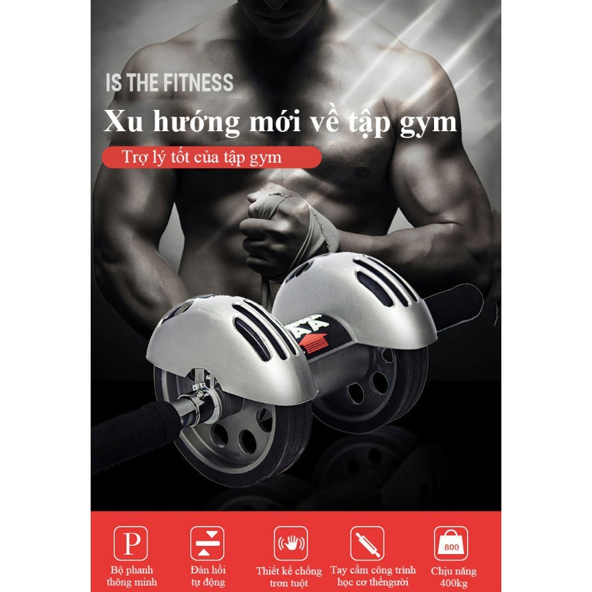 [HCM] - Dụng cụ bánh xe tập thể dục đàn hồi tự động Abdominal Wheel - Home and Garden