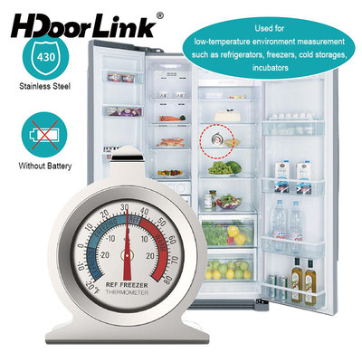 HdoorLink Nhiệt Kế Tủ Lạnh Thép Không Gỉ Tủ Lạnh Tủ Đông Nhiệt Kế Nhà Bếp Tủ Lạnh Độ Mặt Số Lớn Đồng Hồ Đo Nhiệt Độ Mini