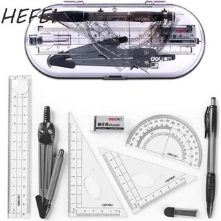 HEFEI Toán HEFEI Có Hộp Bảo Quản Kỹ Thuật Vẽ La Bàn Protractor Thước Tẩy La Bàn Thước Bộ Thước