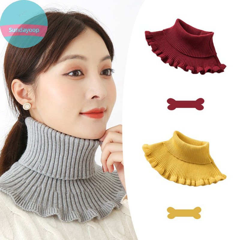 Sund Ấm Dệt Kim Cổ Giả Len Nữ Cổ Cao Cổ Dệt Kim Giả Cổ Áo Giả Có Thể Tháo Rời Khăn Cổ Dày Chống Gió Cổ Giả VN