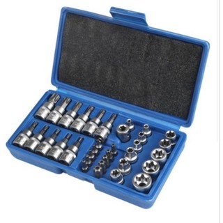 Bộ khẩu tuýp E và đầu lục giác hoa thị 34 chi tiết