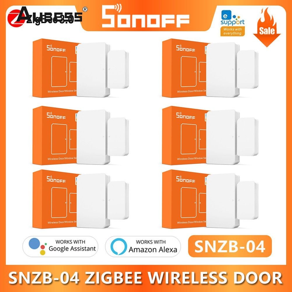 Sonoff Snzb-04 Zigbee Cảm biến cửa/cửa sổ không dây Báo động cửa ra vào và cửa sổ Báo động từ tính Máy dò cảm biến bề mặt tường trần Hệ thống an ninh Trạng thái đồng bộ hóa ứng dụng Ewelink [searson]