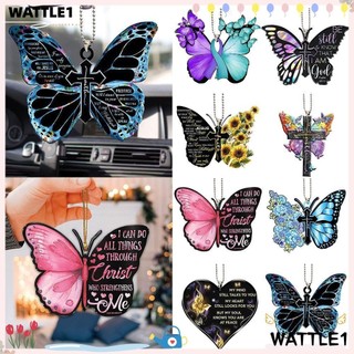 Wttle 2 Chiếc Bướm Chữ Thập Treo Mặt Dây Chuyền Nhà Dễ Thương Quà Tặng Tốt Nhất Gương Chiếu Hậu Trang Trí
