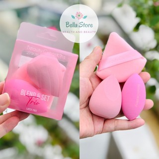 Set bông phấn và mút tán nền Beauty Creations Blend And Set Trio