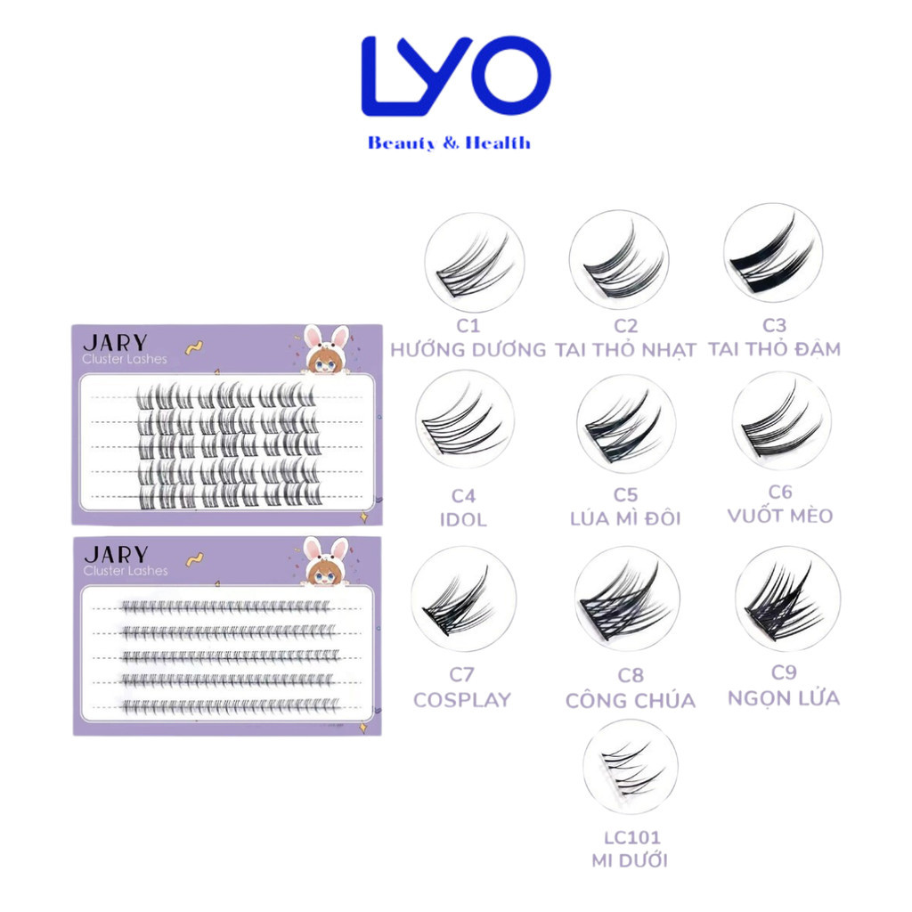 Hộp Nhựa 5 Hàng Lông Mi Cụm Tự Nhiên, Đa Phong Cách Jary Cluster Lashes Hàn Quốc