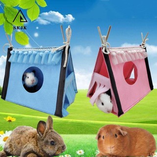 Nhà lều thỏ SKJK, Lều ẩn thỏ có thể gập lại nỉ, Góc tổ Hamster màu xanh thực tế Nơi ẩn náu Chinchilla
