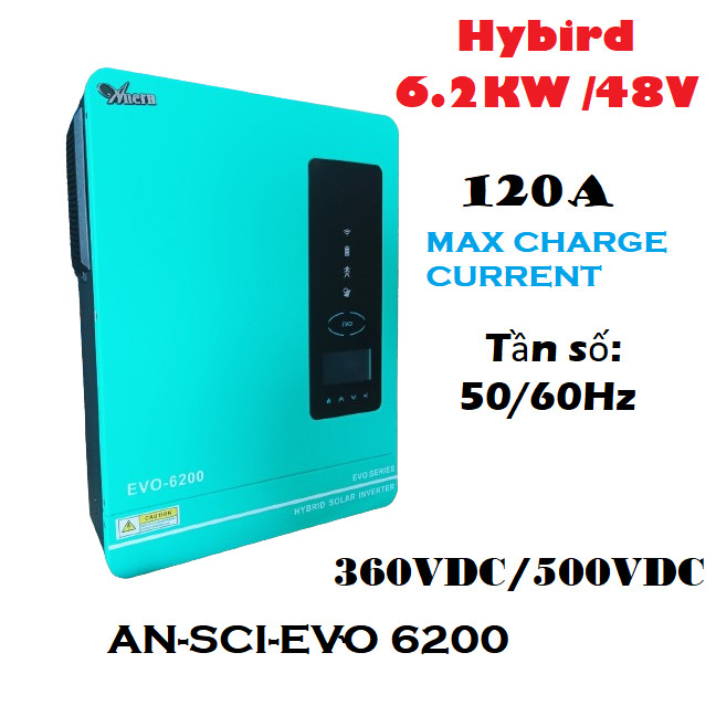 Biến Tần  hỗn hợp 6200W/48V.Hệ 48v, 6.2kw - hàng chính hãng- EVO Hybrid Solar Inverter Anern EVO-6k2