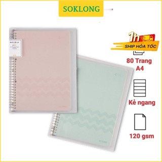 Sổ Klong còng sắt A4 8 lỗ chấu 80 tờ caro 5x5 MS 540 VPPKLONG, file binder thay giấy [Chọn Màu]