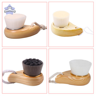 [Estereryfor] 1 Bàn chải làm sạch da mặt có tay cầm bằng gỗ Hướng dẫn sử dụng Máy mát xa mặt mềm Dụng cụ làm đẹp VN