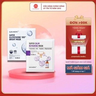 Mặt nạ Sur.medic dưỡng trắng - mask Surmedic phục hồi Bright Glutathione Super Calm 30g chính hãng
