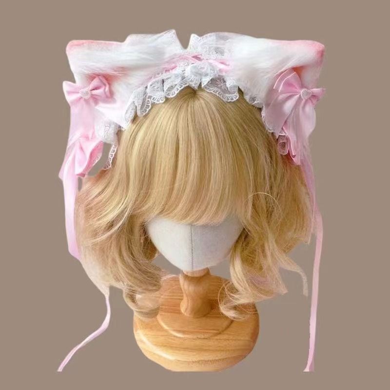 Dây buộc tóc tai mèo lolita ngọt ngào, phụ kiện tóc lolita, kẹp tóc sang trọng, phụ kiện tóc cos