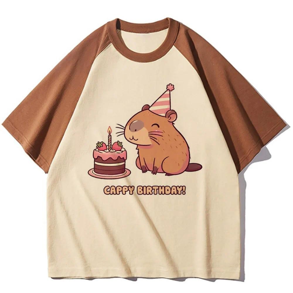 Ngộ nghĩnh Capybara áo thun nữ manga Nhật Bản dạo phố áo thun bé gái đồ họa Quần áo Nhật Bản