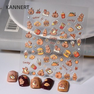 KANNERT 1 / 10 Miếng Dán Móng Tay Capybara Hoạt Hình Dễ Thương