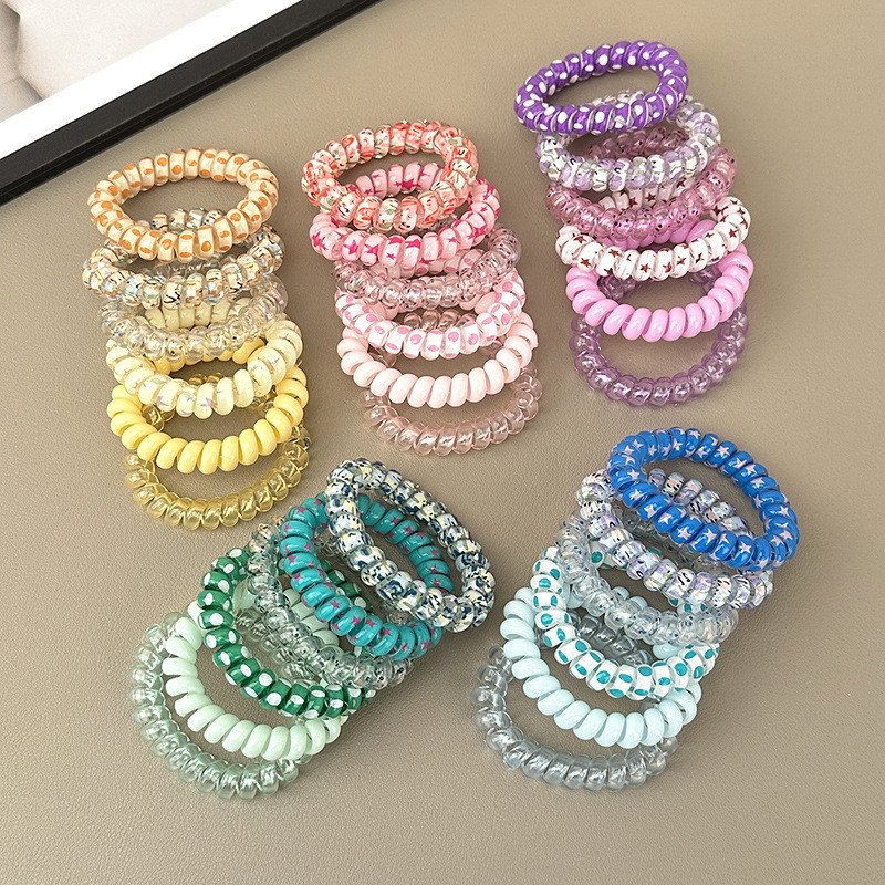 Dây Tóc Xoắn Ốc Dây Tóc Dây Buộc Tóc Co Giãn Mũ Nhiều Màu Sắc Scrunchies Dây Điện Thoại Nhiều Màu