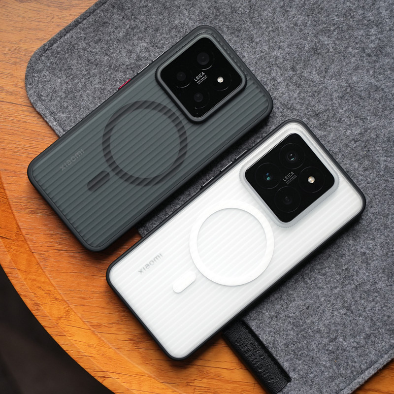 For Xiaomi Mi 13 14 Pro Ultra Matte Hybrid Hard PC+Soft TPU Slim Back Case Clear Cover With Magnet Corrugated Frosted Funda anti-fingerprint
