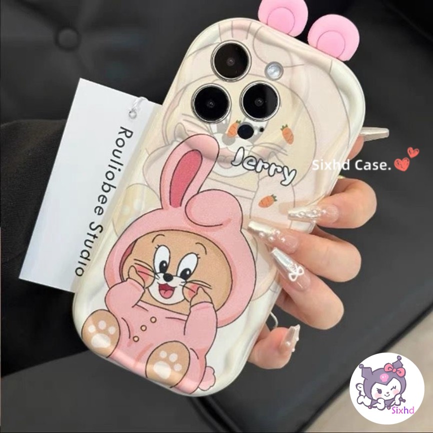 Ốp Lưng Redmi 14C 13 13C 4G Note 13 12Pro Note 11 11s 12 10s 9s Redmi 12 12C A3 10C 10A 9C 9T 9A A2 A1 Xiaomi 11 Lite Poco C65 C55 M6 X3 X6Pro Phim Hoạt Hình Dễ Thương Tom Và Jerry Có tai 3D