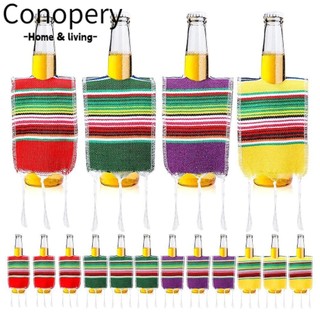 Conopery Mũ Sombrero Nhỏ, Trang Trí Tiệc Chai Nhiều Màu Sắc Serapes, Chủ Đề Mexico Fiesta Trang Trí Bia Poncho Cover