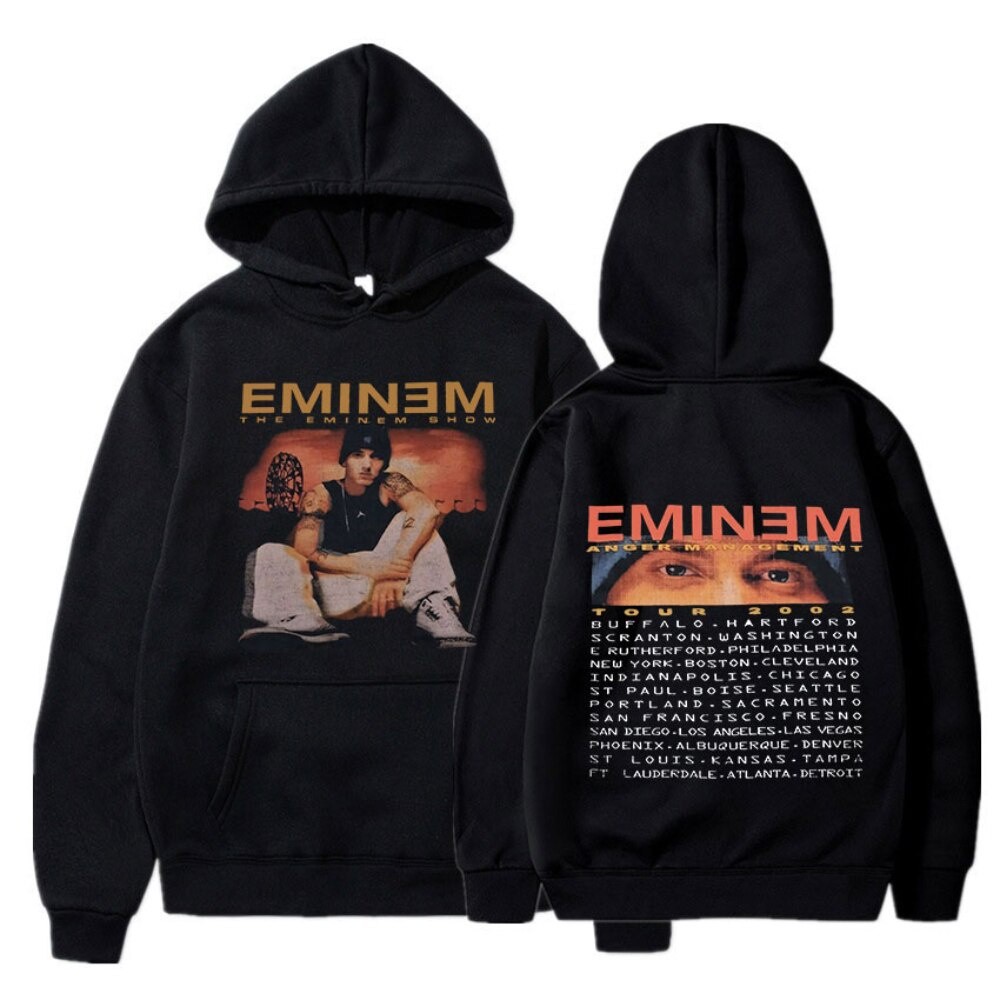 Áo Hoodie Cotton có mũ trùm đầu Eminem Anger Quản lý Tour Harajuku Thời trang Phong cách cổ điển dàn