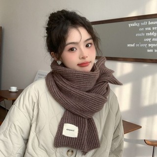 Khăn quàng cổ đa năng Hàn Quốc mới dành cho nữ mùa đông màu trơn len dày dệt kim Khăn ấm áp