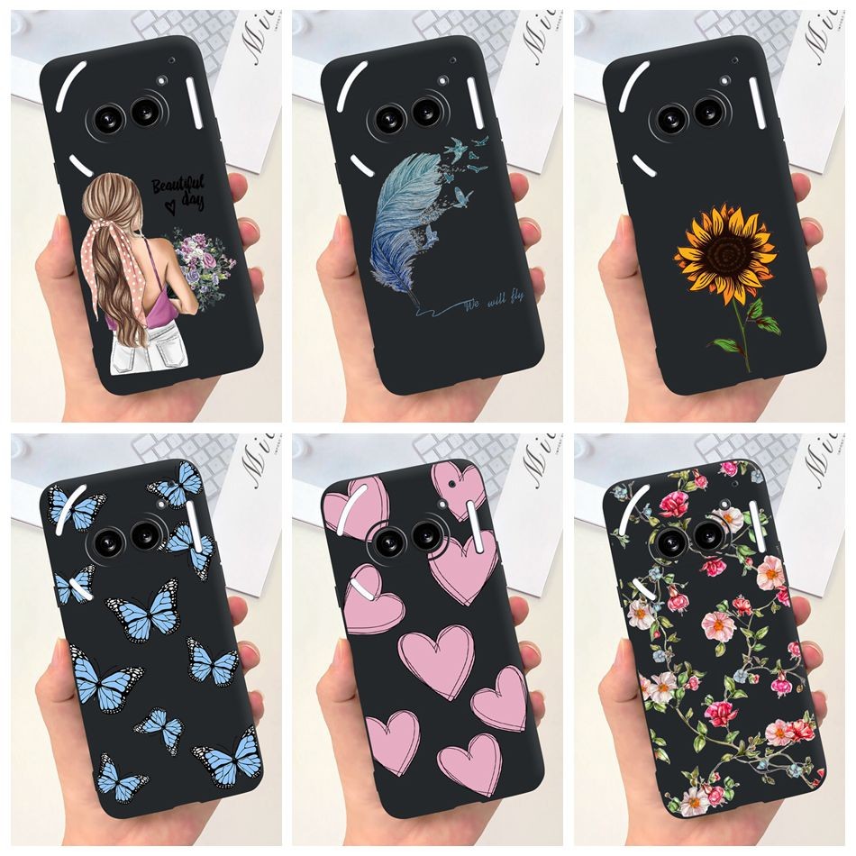 Nothing Phone (2a) Girl Sunflower Painted Casing Nothing Phone2a 2a Black Silicone Soft Case
