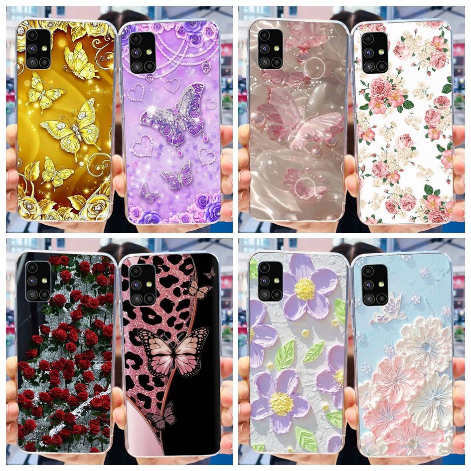 Dành Cho Samsung Galaxy M51 Vỏ SM-M515F Ốp Lưng Mềm Hoa Bướm Điện Thoại Ốp Lưng Cho Samsung M51 M 51