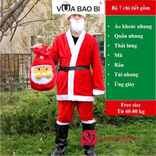 Bộ quần áo ông già Noel trang phục noel người lớn full phụ kiện VUABAOBI