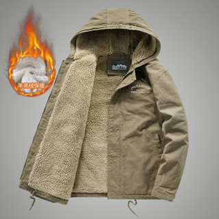 Mùa Đông Cotton Đệm Áo Khoác Nam Thường Ngày Cừu Len Đệm Áo Lông Cừu Dày Trung Niên Thanh Niên Có Mũ Trùm Đầu Đệm