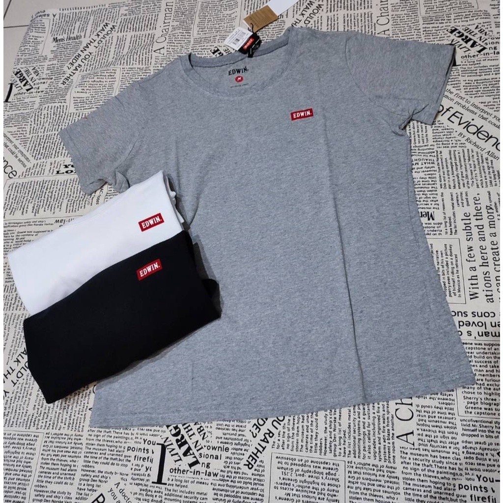 Áo Thun 100% Cotton Cổ Tròn Tay Ngắn In Logo Edwin Màu Đỏ - EDWIN 0704