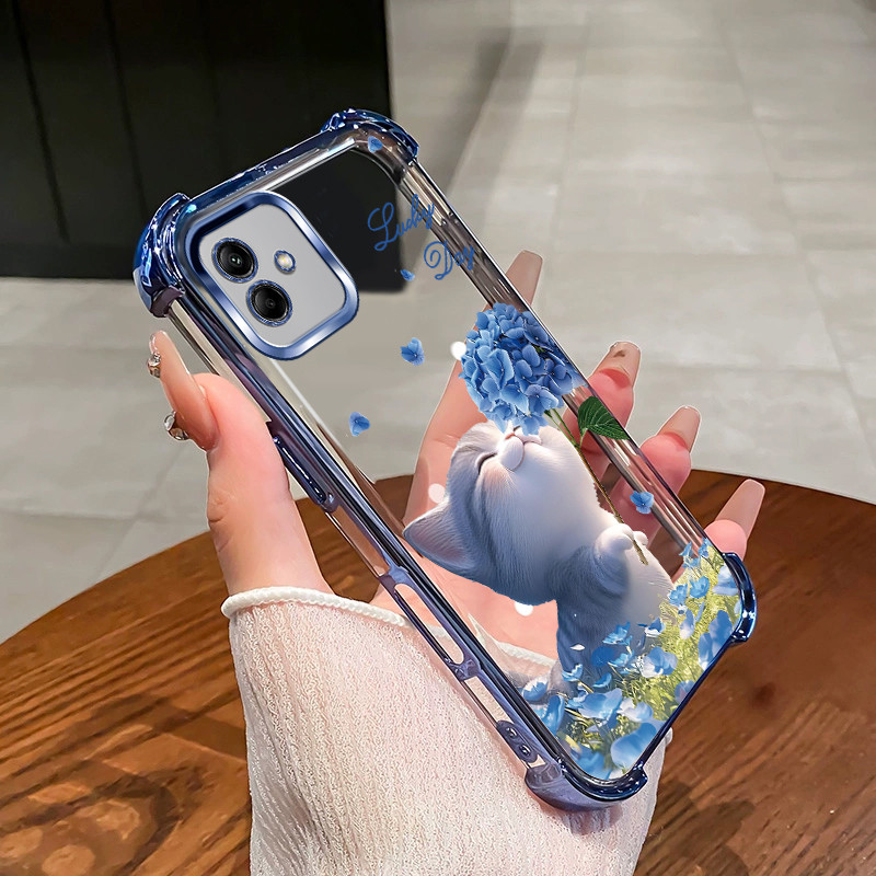 Ốp Lưng Cho Samsung A05 A05S A04S A04 A04E F04 M04 Vỏ Điện Thoại Hoa Mèo Bốn Góc Silicon TPU Trong S