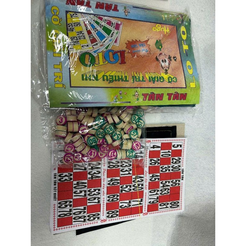 Bộ Đồ Chơi Cờ Lô Tô Giấy và Gỗ Bingo Loto Việt